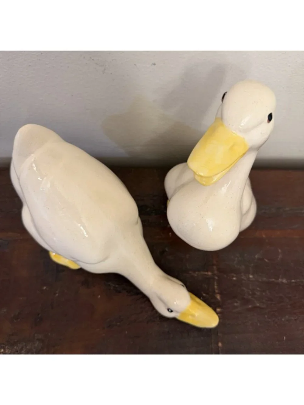 Pair Ceramic Duck Goose Figures Cottagecore Grandmacore Country Farm Decor